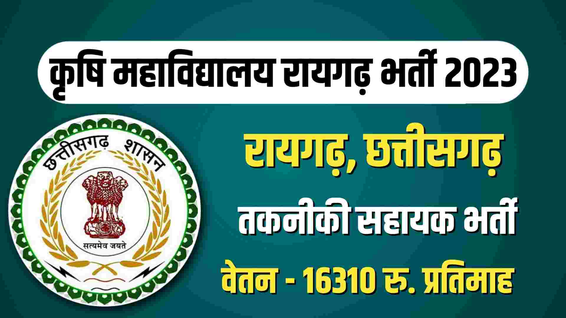 Raigarh Agriculture College Recruitment 2023