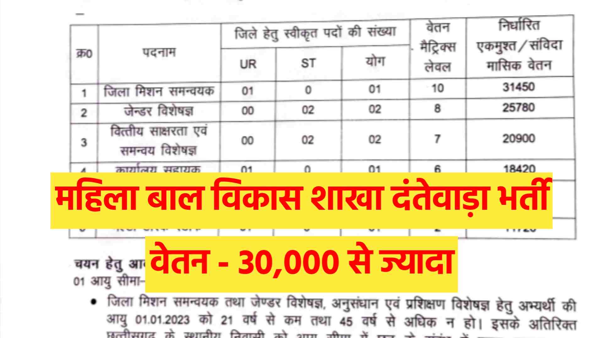 Dantewada Mahila Baal Vikas Bharti 2024